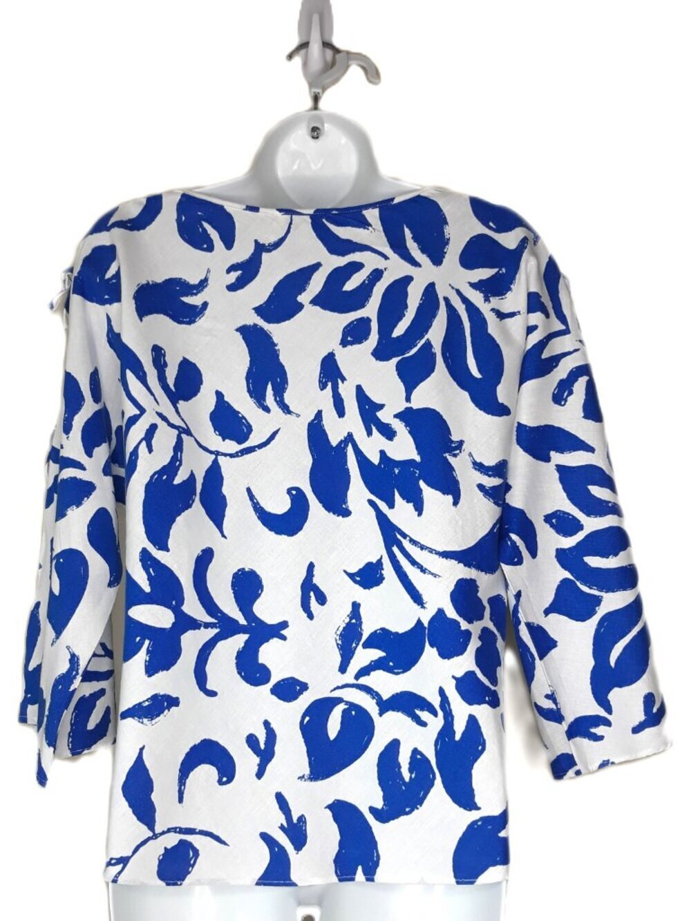 Anthropologie Calligraphie Boho Linen Blend Top Bell Sleeves Abstract - Picture 5 of 7